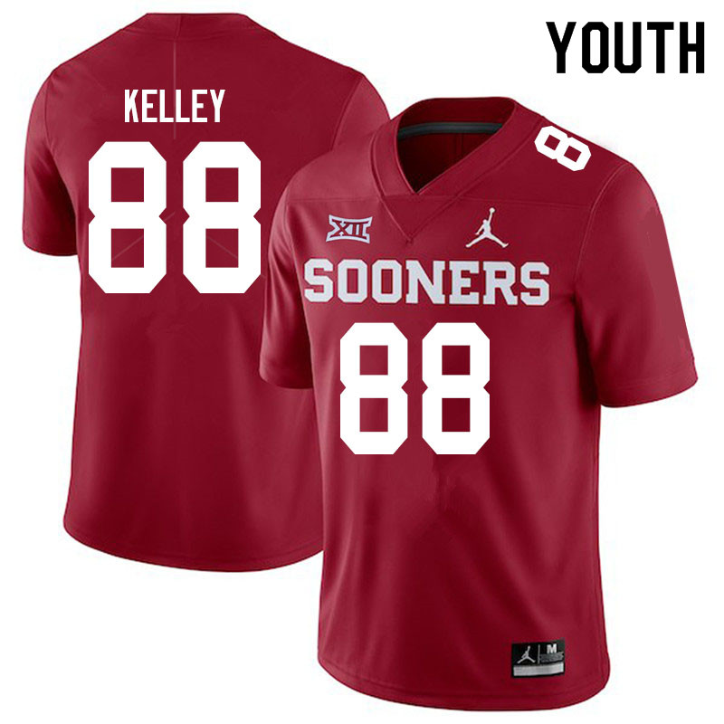 Youth #88 Jordan Kelley Oklahoma Sooners Jordan Brand College Football Jerseys Sale-Crimson